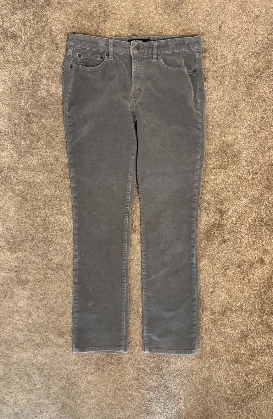 Lauren Ralph Lauren Womens Size 12 Grey Corduroy Preppy Straight Leg Pants